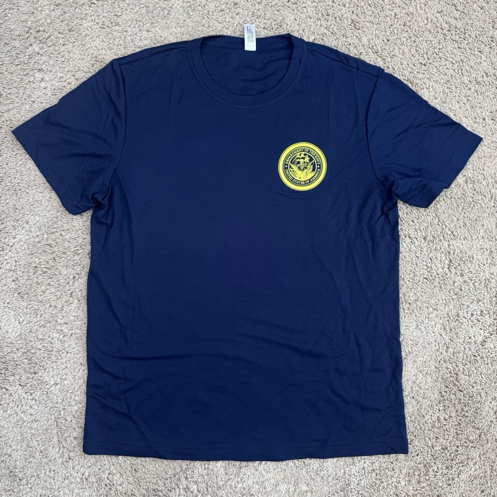 Department Of Navy Shirt Mens M Blue Athletic Chest Back Logo A Global Force Tee